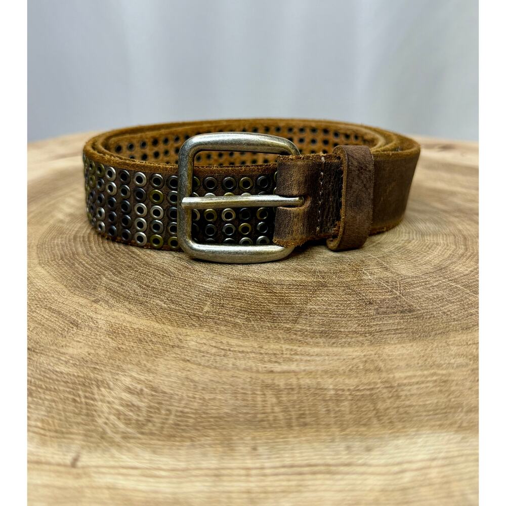 🏜️ Vintage Cowboy 8 Brown Studded Leather Belt Size 90